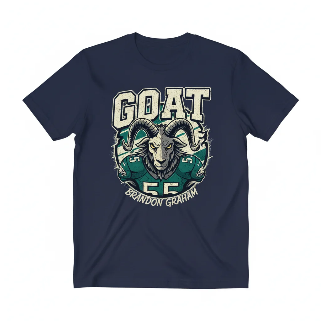 Brandon Graham GOAT Philadelphia Eagles Football Caricature T-Shirt - Men's & Women's Fan Apparel