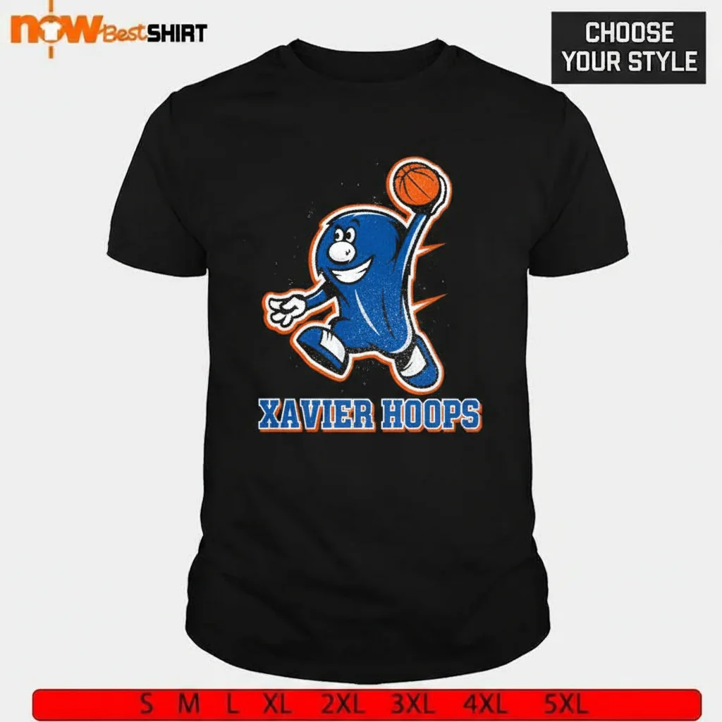 Brian Hicks Xavier Musketeers Blue Basketball Blob T-Shirt