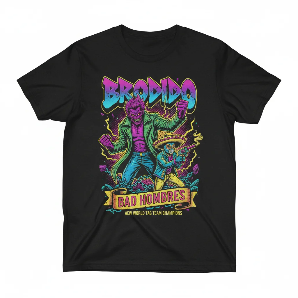 Brodido Bad Hombres AEW Champions Graphic T-Shirt | Durable Pro-Wrestling Tee