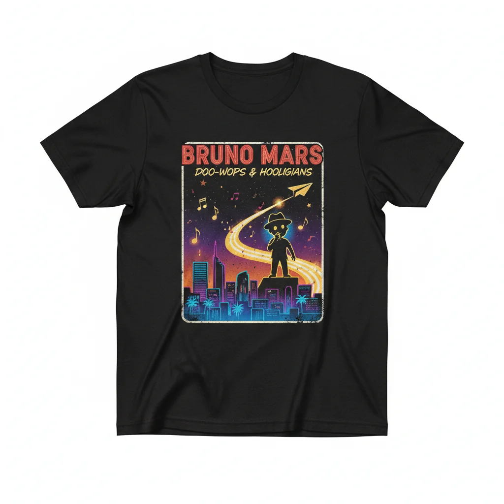 Bruno Mars 'Doo-Wops & Hooligans' Album Art T-Shirt | Official Music Merch Graphic Tee