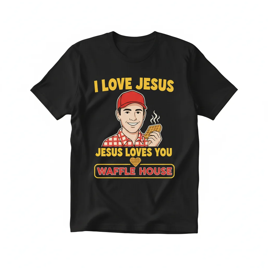 The 'I Love Jesus Jesus Loves You Waffle House' Statement Tee