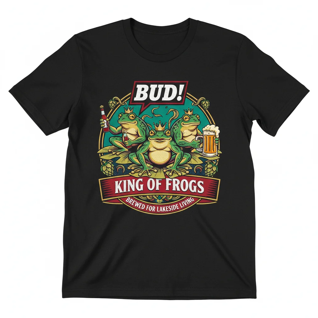 Budweiser King Of Beers Frogs Graphic Tee | Premium Cotton T-Shirt