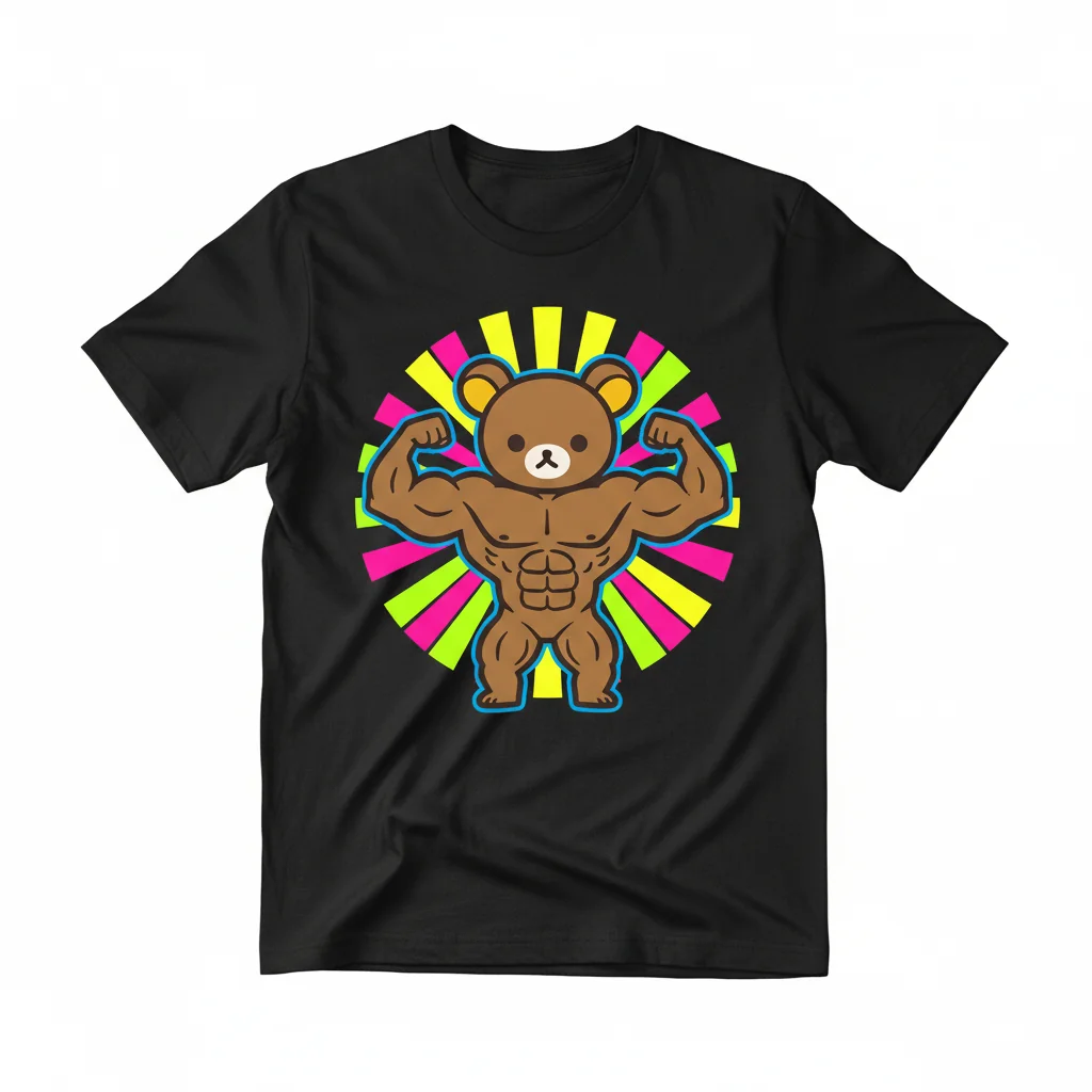 Buff Kuma - Embrace Your Inner Power with the Nakey Brolic Rilakkuma Tee