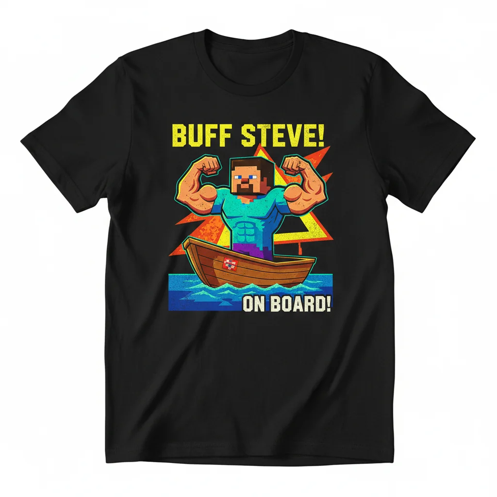 Buff Minecraft Steve On Board! Premium Gamer T-Shirt - Essential Cotton Tee