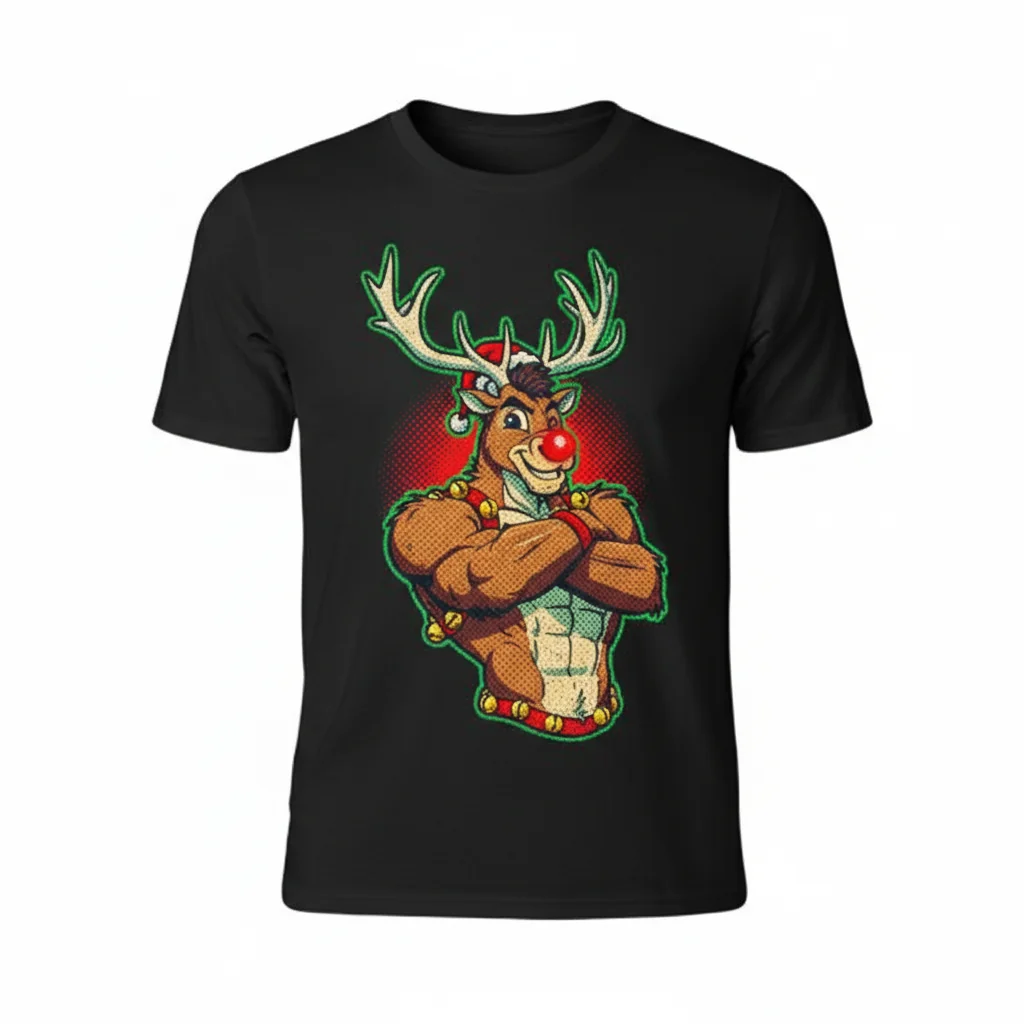 Buff Reindeer Christmas Essential T-Shirt - Holiday Funny Graphic Tee