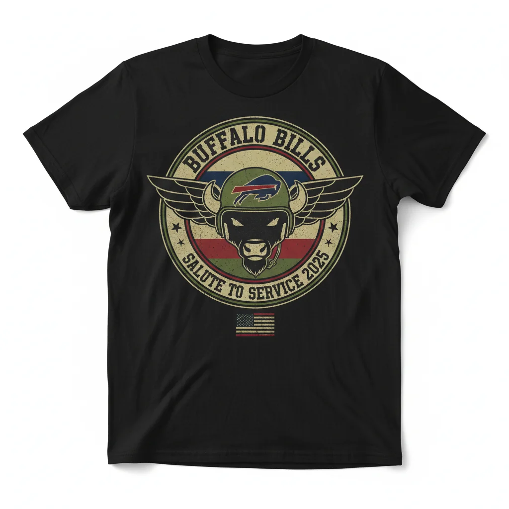 Buffalo Bills 2025 Salute to Service Circle Logo Shirt – Durable, Pre-Shrunk & Eco-Friendly