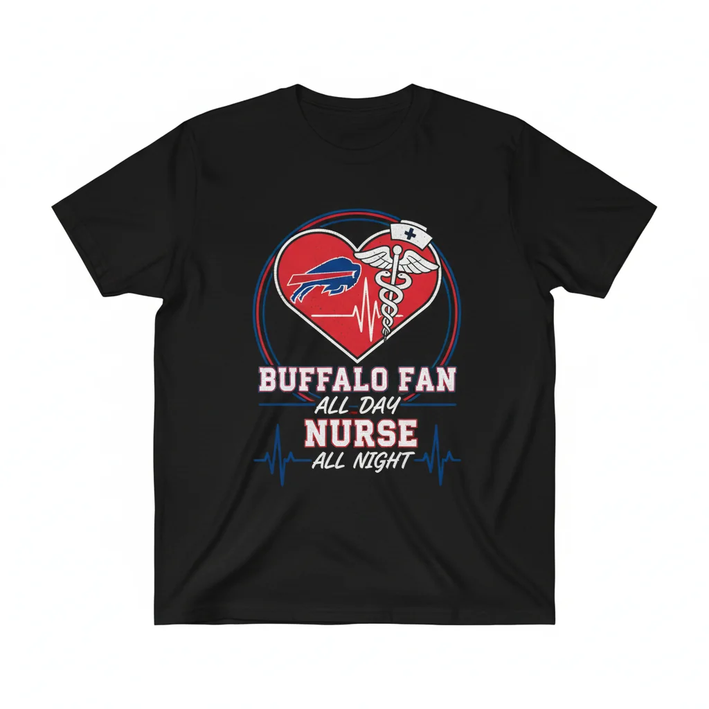 Buffalo Bills Fan & Nurse Heartbeat Shirt - Durable, Comfortable & Fade-Resistant