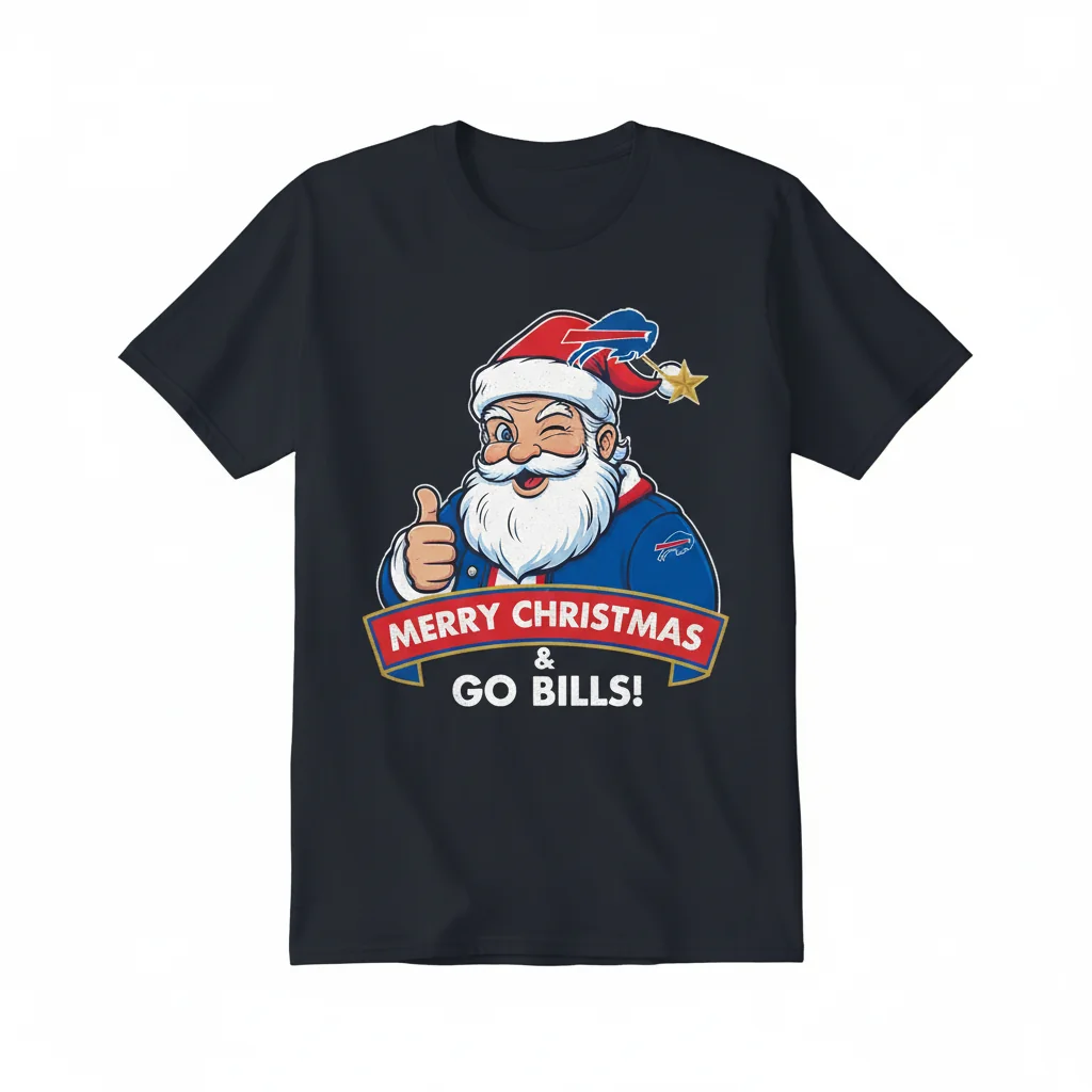 Buffalo Bills Logo Santa Merry Christmas T-Shirt - Official NFL Fan Apparel