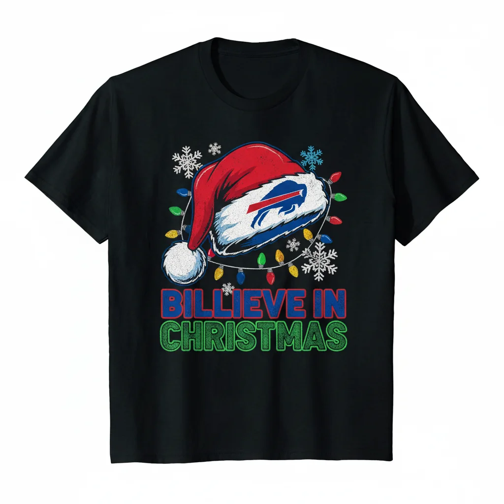 Buffalo Bills Santa Hat Spirit Tee: Festive Fanwear for the Holidays
