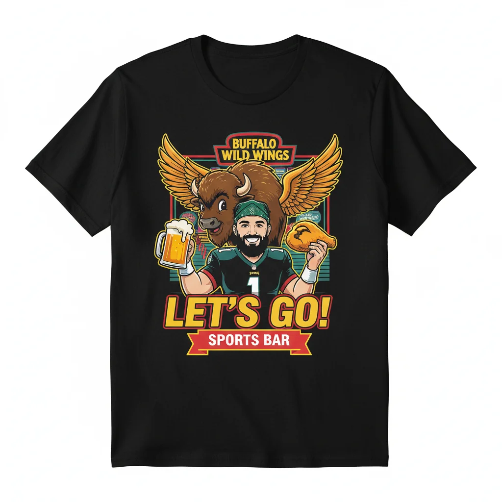 Buffalo Wild Wings x Jason Kelce Let's Go Sports Bar T-Shirt - Official Fan Apparel