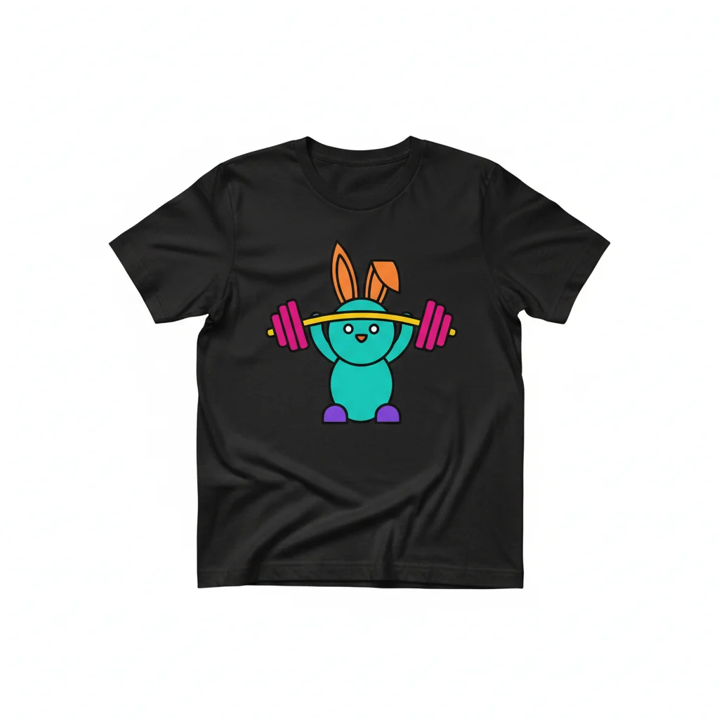 Bunny Barbell Workout T-Shirt | Essential Premium Cotton Tee | Gym & Fitness Apparel