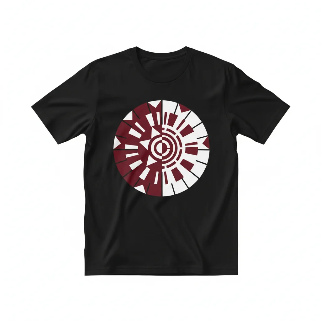 Burgundy White Half & Half Graphic T-Shirt - Premium Ring-Spun Cotton Tee