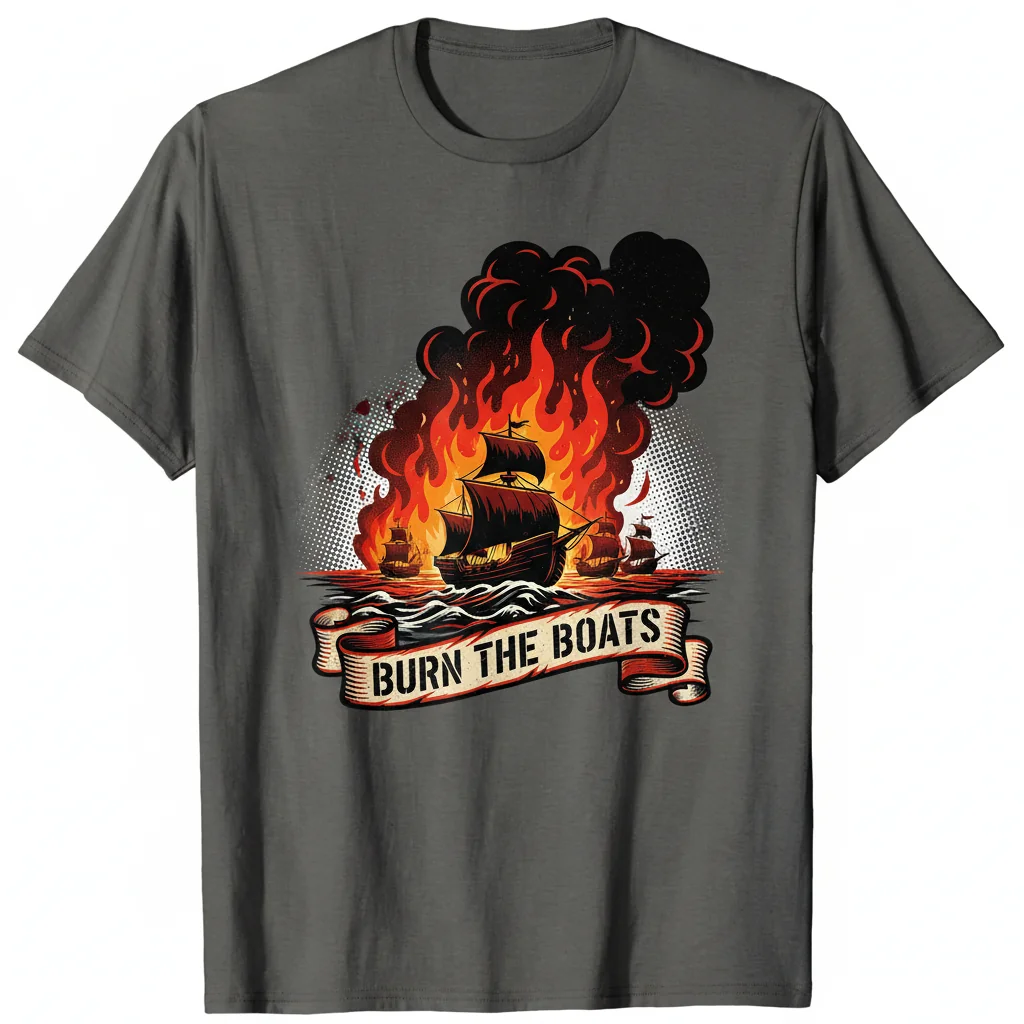 "Burn The Boats" Motivational T-Shirt | Unisex Graphic Tee