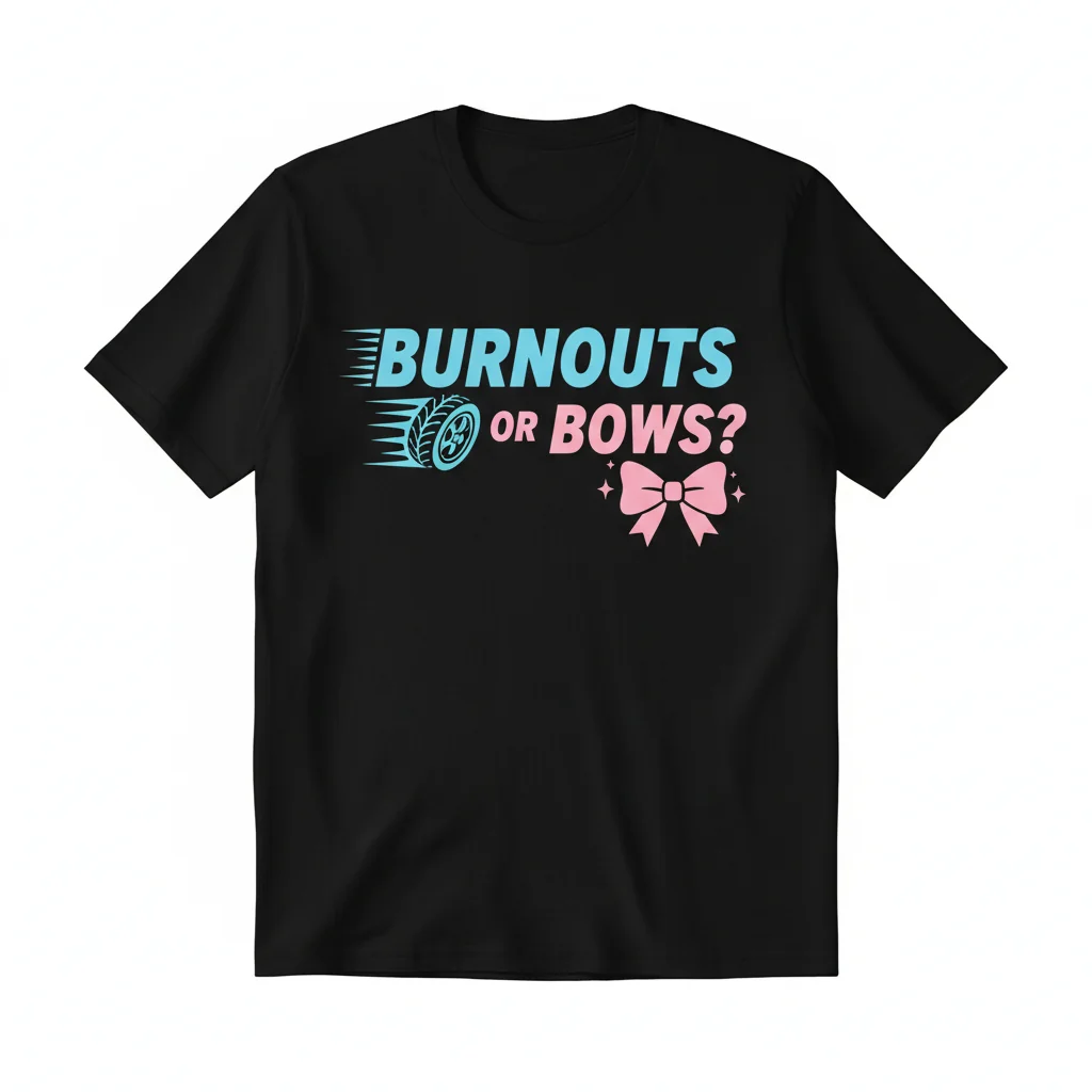 Burnouts or Bows Gender Reveal Essential T-Shirt for Parents-to-Be