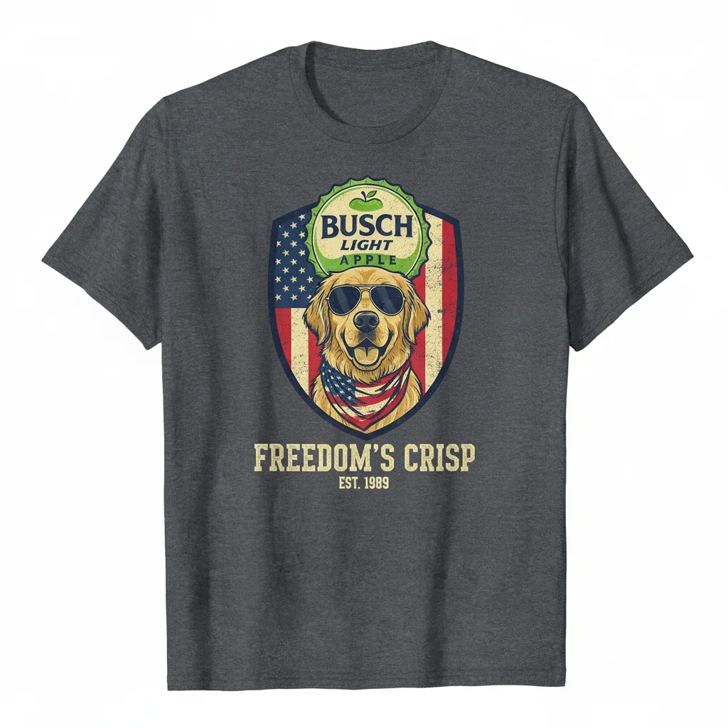Busch Light Apple Golden Dog USA Flag Graphic Tee