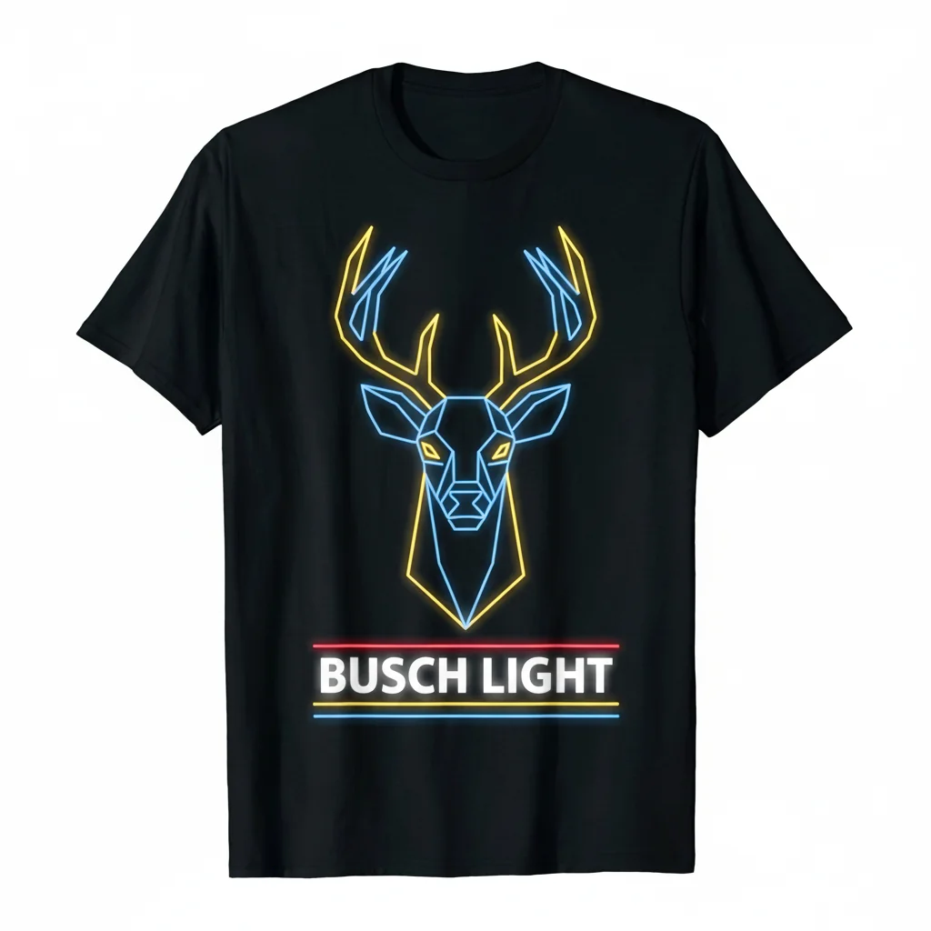 Busch Light Deer Buck Neon Beer T-Shirt - Official Merch & Apparel