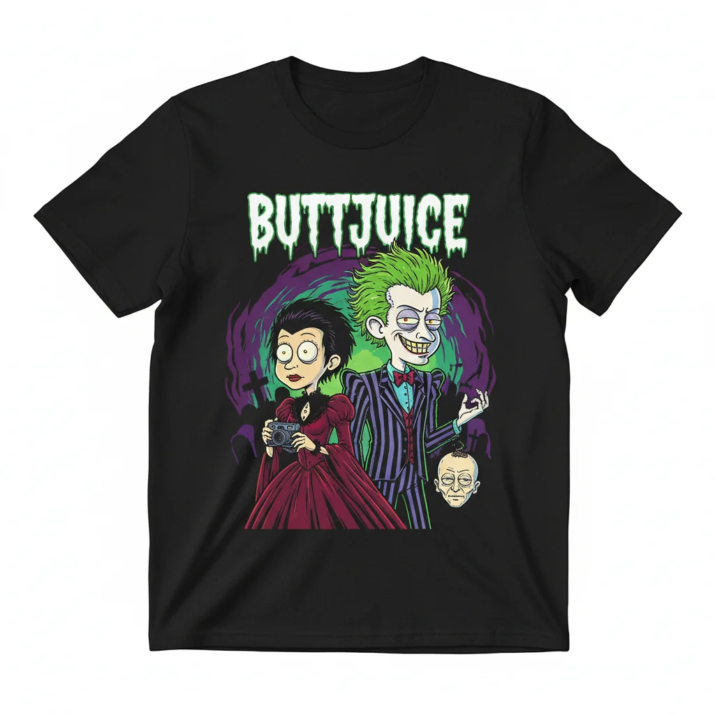 Buttjuice Parody Tee: A Nostalgic Fusion of Comedy & Cult Classic Art