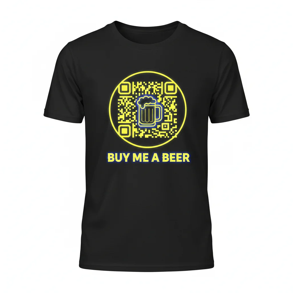 QR Code 'Buy Me a Beer' Essential T-Shirt - Premium Cotton & Retail Fit