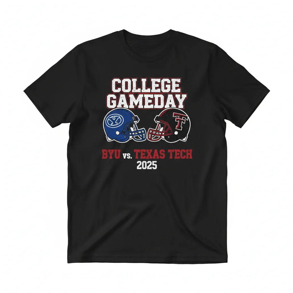 BYU Cougars vs Texas Tech Red Raiders 2025 GameDay Helmet T-Shirt