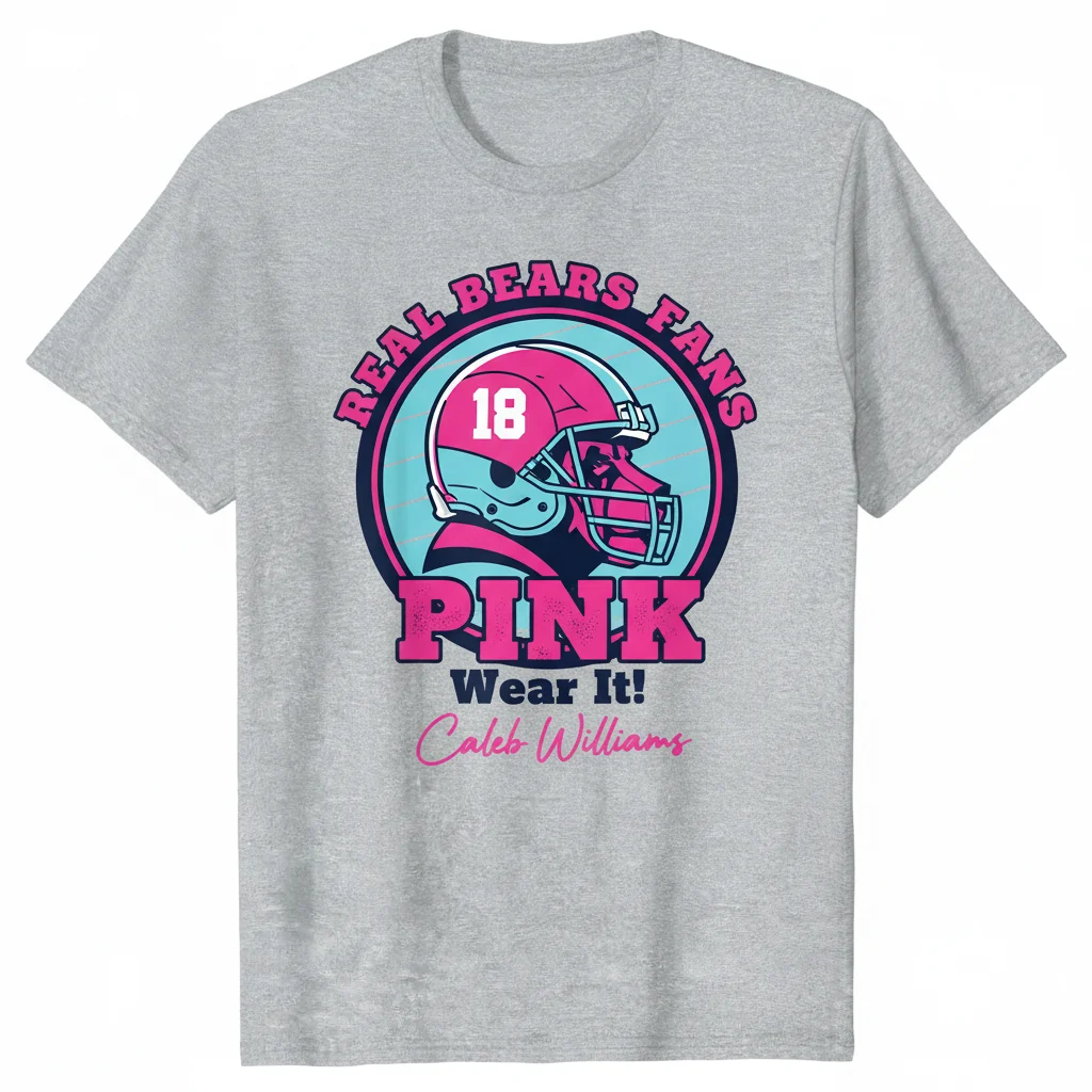 Caleb Williams Chicago Bears "Real Fans Wear Pink" Ultra Cotton Tee - Officially Licensed NFL Gear