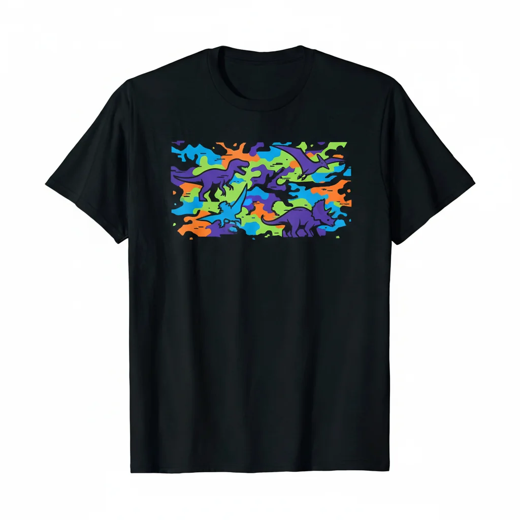 Camosaurus Camouflage Dinosaur T-Shirt - Dino Military Camo Graphic Tee