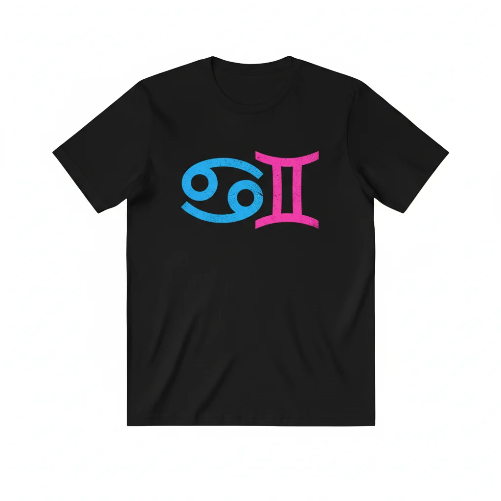 Double Cancer Zodiac Tee: White Horoscope Symbols
