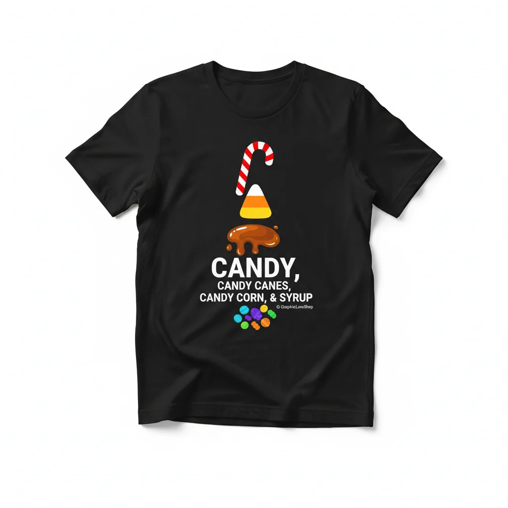 Candy, Candy Canes, Candy Corn & Syrup Essential T-Shirt - GraphicLoveShop | Men's & Women's Fun Halloween & Christmas Tee