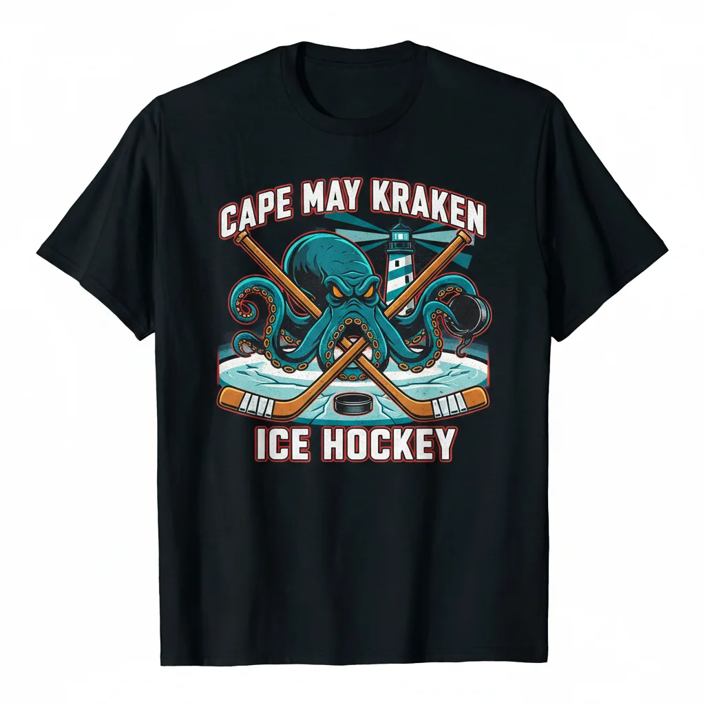 Cape May Kraken Ice Hockey Essential T-Shirt – Men's & Women's Premium Cotton Tee