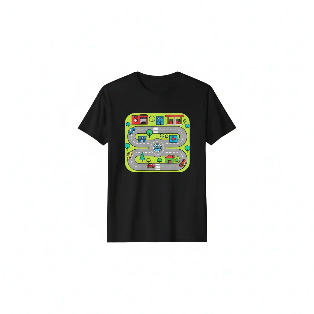 Vintage Car City Carpet Road Rug Graphic Tee: 90s Nostalgia Redefined