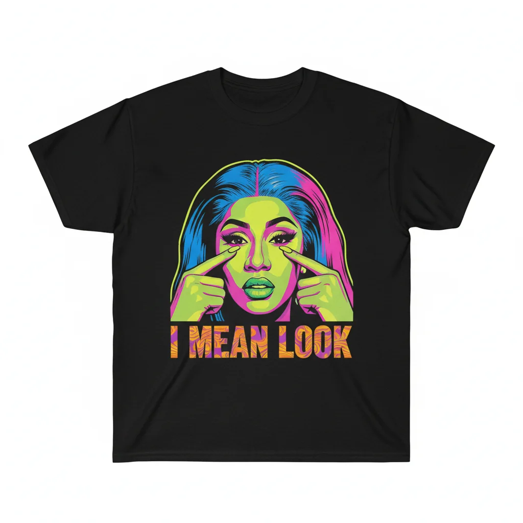 Cardi B 'I Mean Look' Viral Meme T-Shirt - Premium Cotton Graphic Tee
