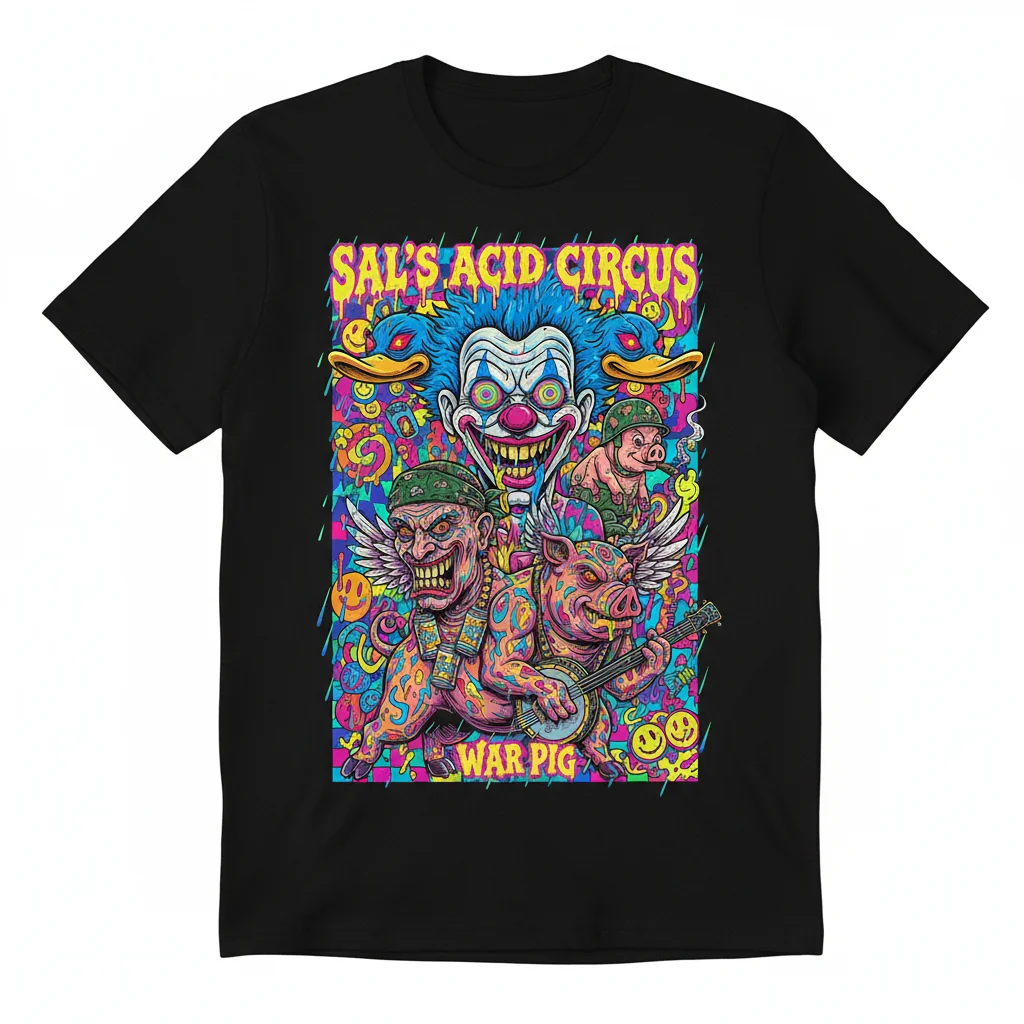 Cartoon ACID Clown Essential T-Shirt: Weird Florida Man War Pig Lowbrow Art Tee