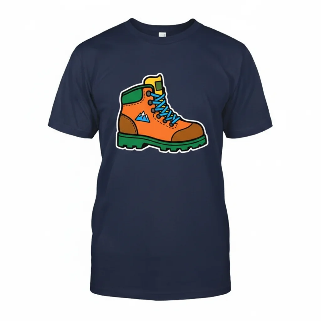 Durable & Vibrant Cartoon Hiking Boot T-Shirt – Fade-Resistant Comfort