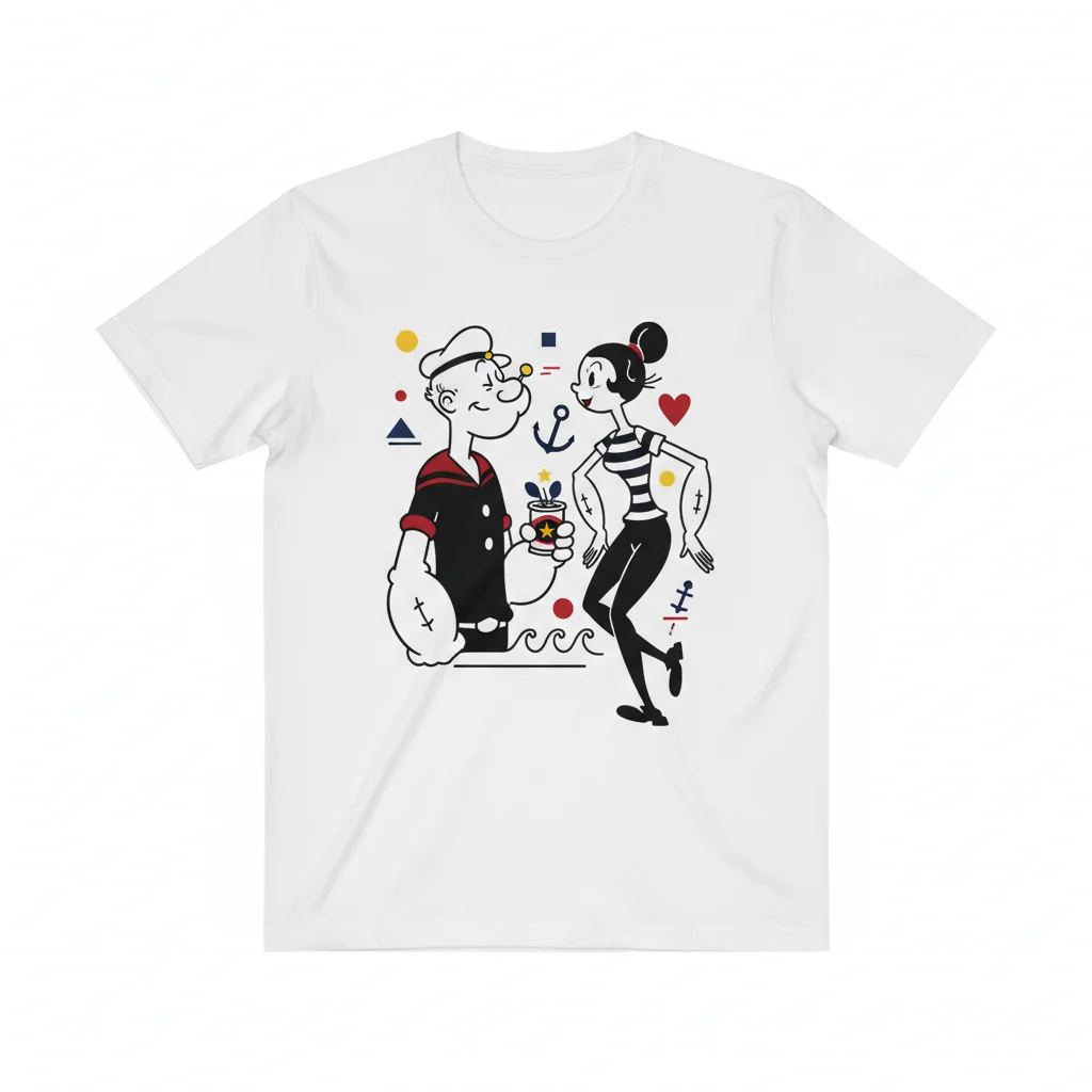 Popeye and Olive Oyl Classic Cartoon Durable Essential T-Shirt
