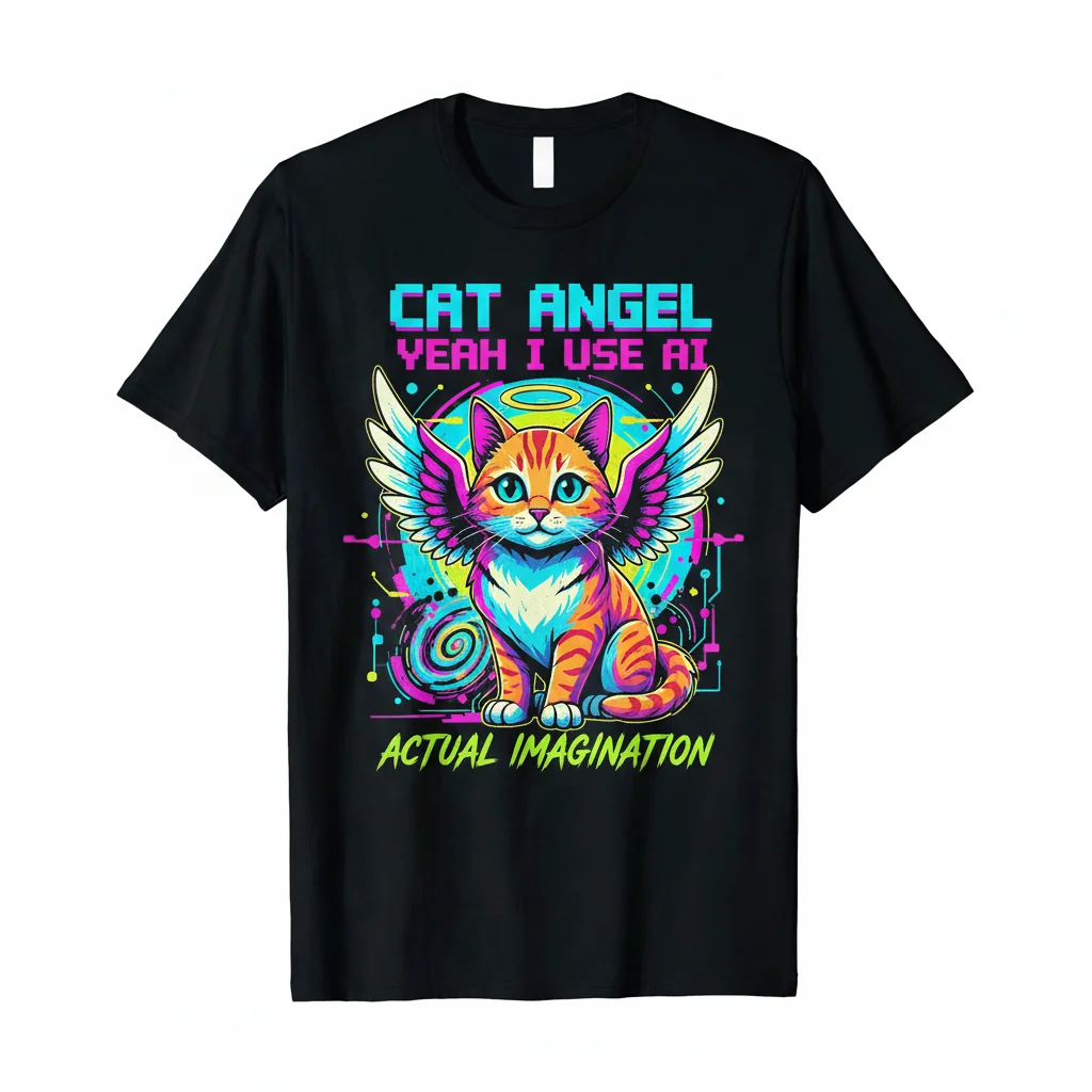 Dream Weaver Cat Angel Shirt | Wearable Art from AI & Imagination