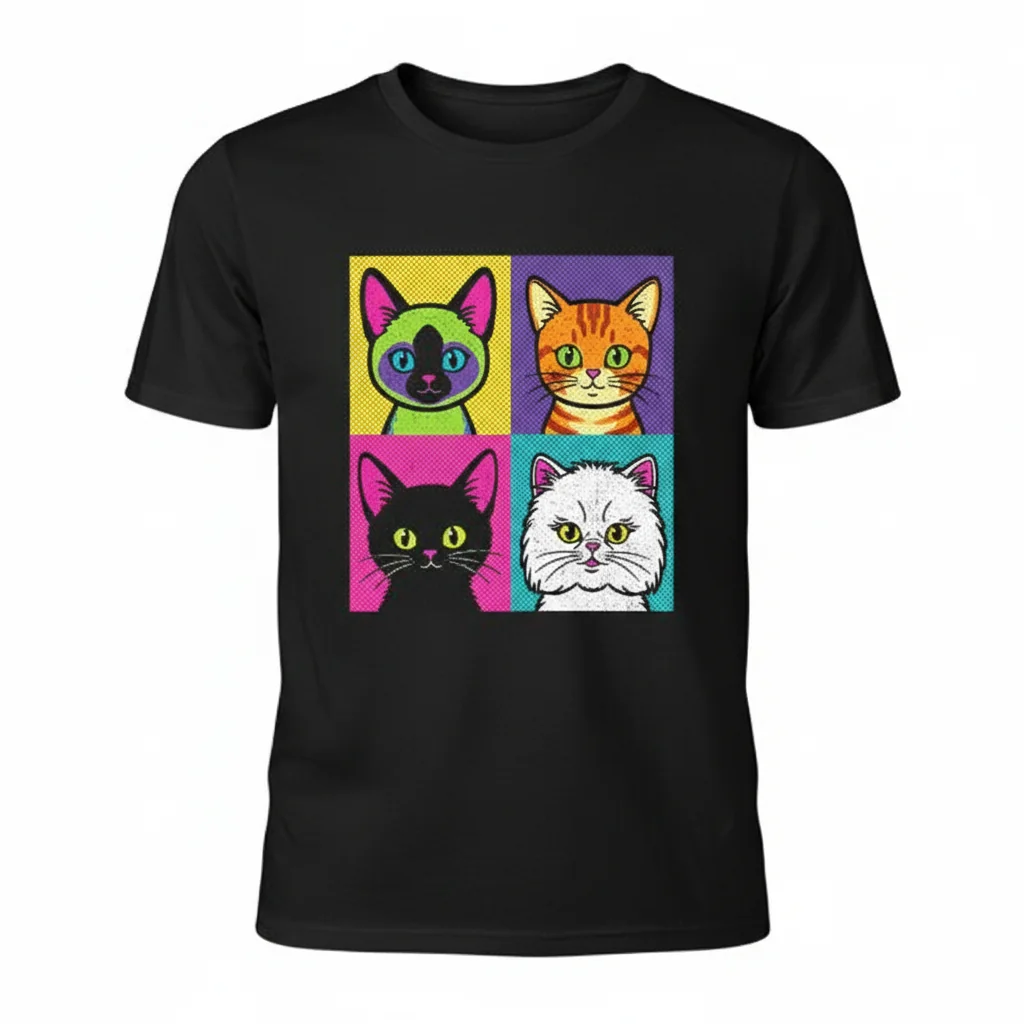 Cat Warhol Pop Art Essential T-Shirt: Vibrant, Durable, Perfect Fit