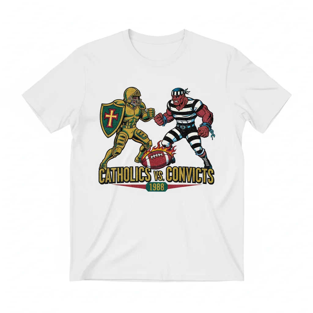 Camiseta Retro de Fútbol "Catholics vs Convicts 1988" - Comodidad Duradera y Estilo Imborrable