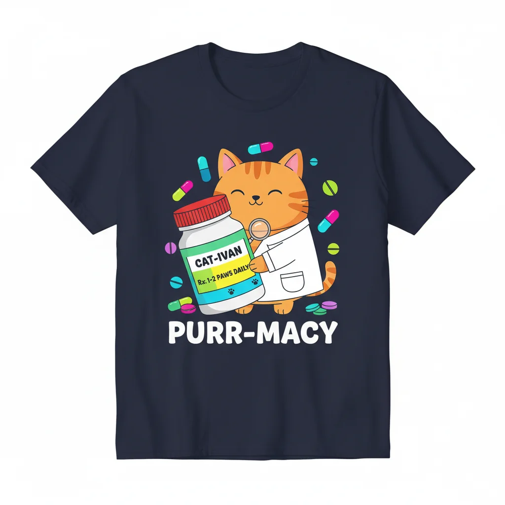 Cativan Cute Cat Pills Pharmacy Essential T-Shirt – Unique Feline Design