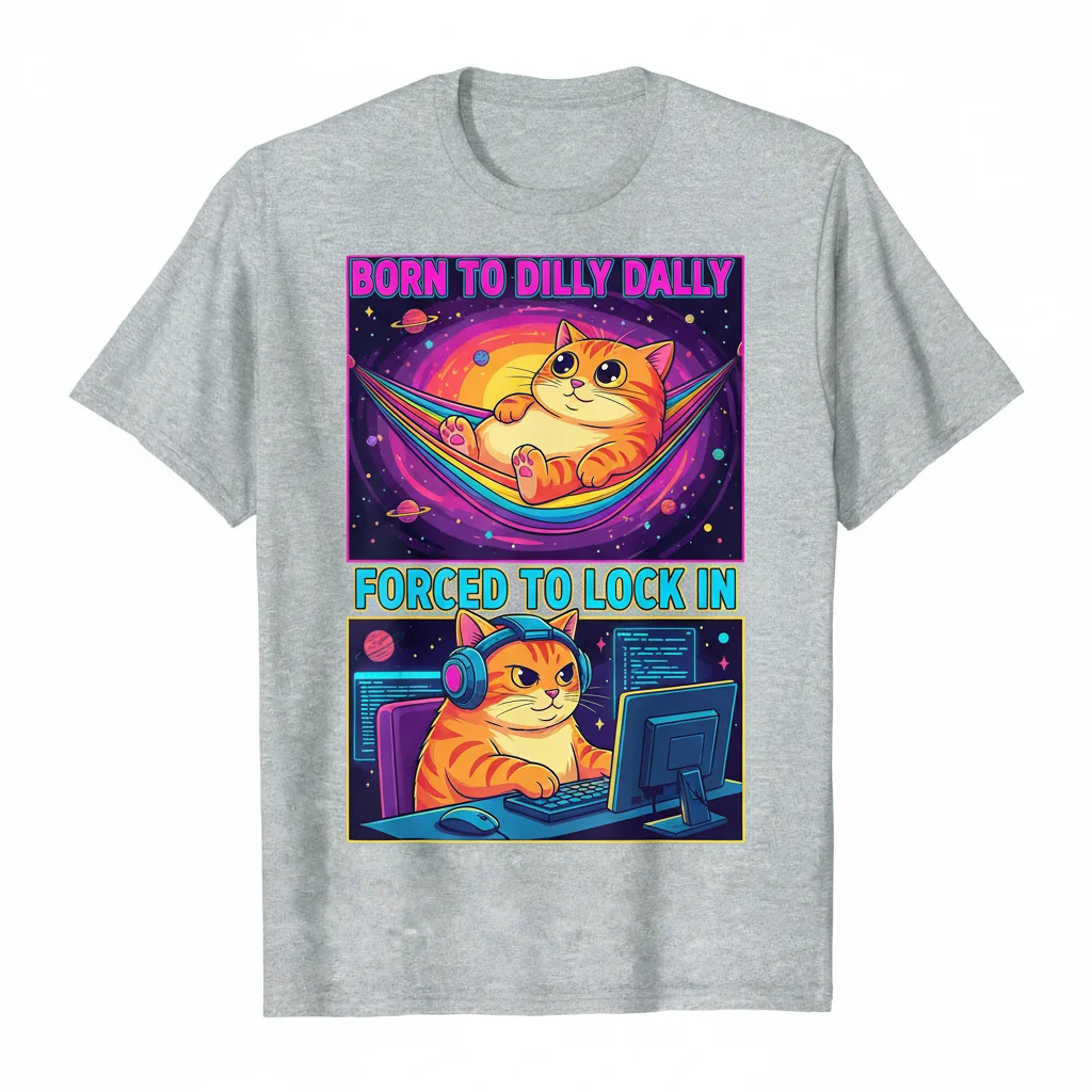 Dilly Dally Dreamer: The 'Born to Wander, Forced to Work' Cat Meme Tee