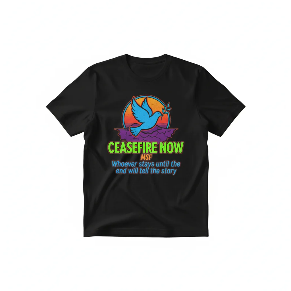 Ceasefire Now MSF 'Whoever Stays Until The End Will Tell The Story' Unisex Cotton T-Shirt