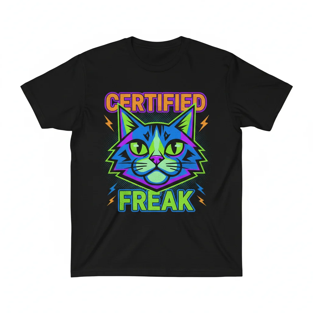 Home 6 Certified Freak Funny Cat Meme Weird Quirky Kitty Essential T-Shirt - Premium Ring-Spun Cotton Tee