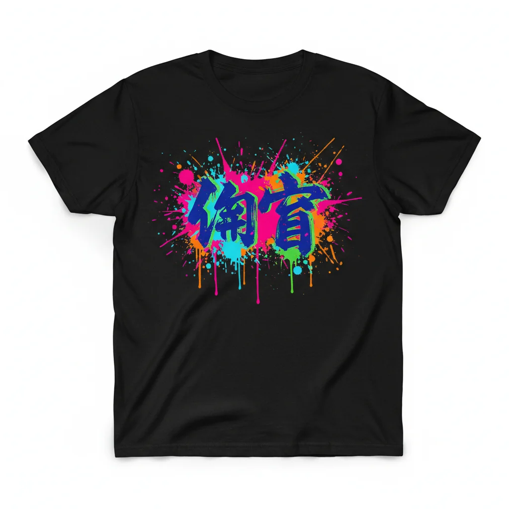 Chaos Kanji Ink Splatter T-Shirt | Japanese Streetwear Style