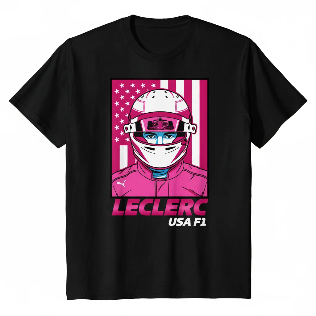 Charles Leclerc F1 Pink US Flag T-Shirt – Premium Fan Apparel
