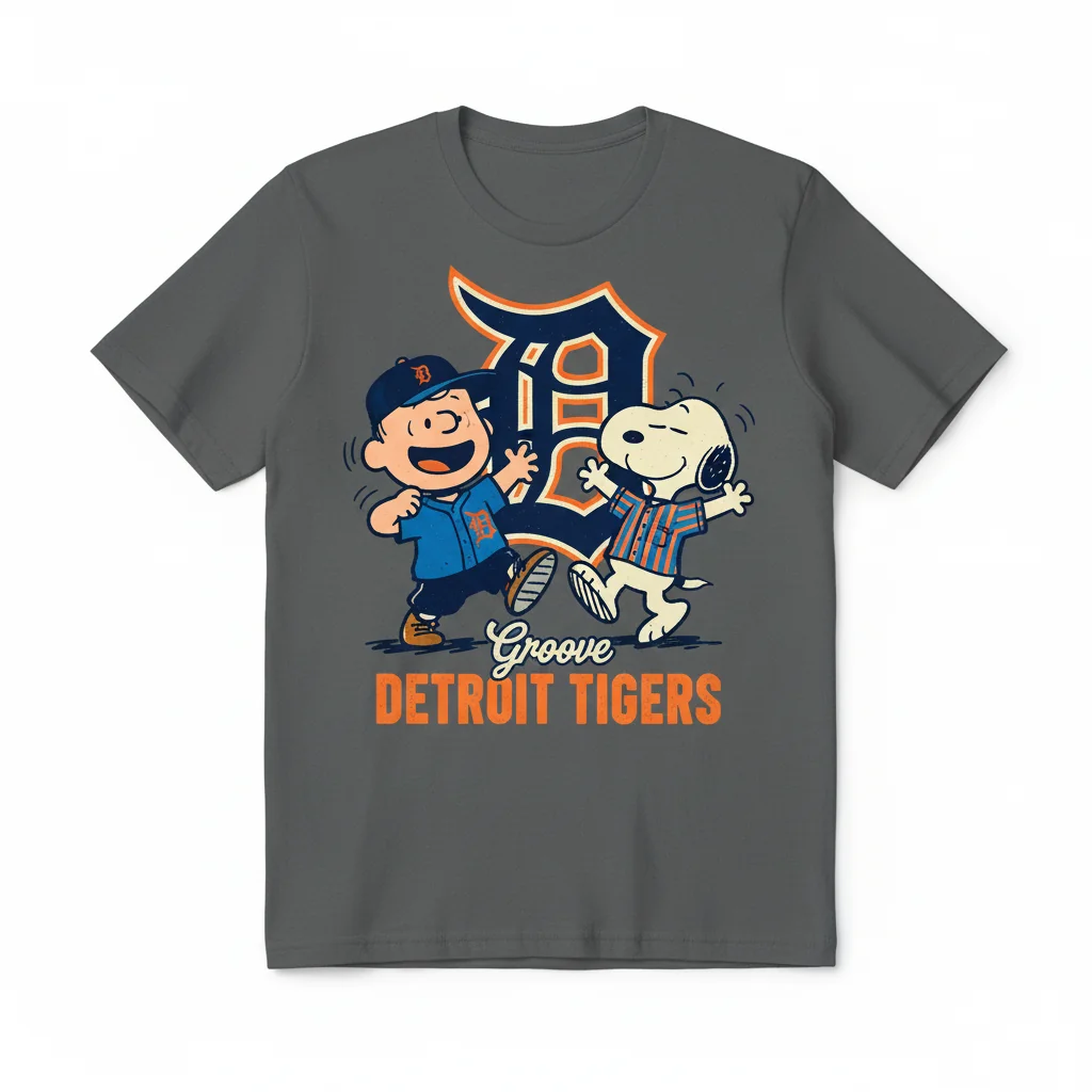Vibrant Charlie Brown & Snoopy Dancing Detroit Tigers T-Shirt – Fade-Resistant & Ultra-Comfortable