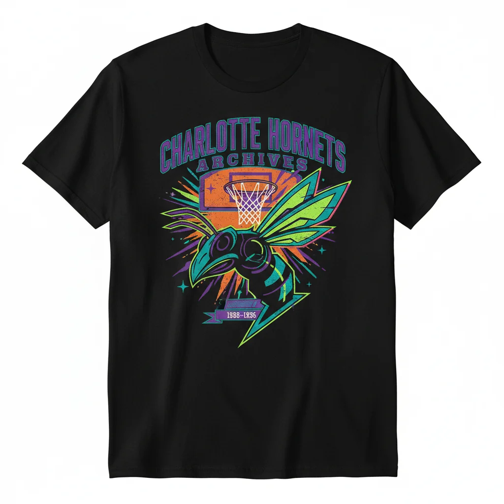 Charlotte Hornets Archives Tee | Durable Pre-Shrunk Fit