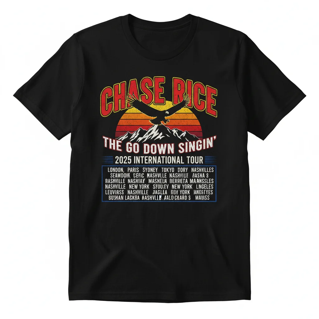 Chase Rice 2025 The Go Down Singin' International Tour Official T-Shirt