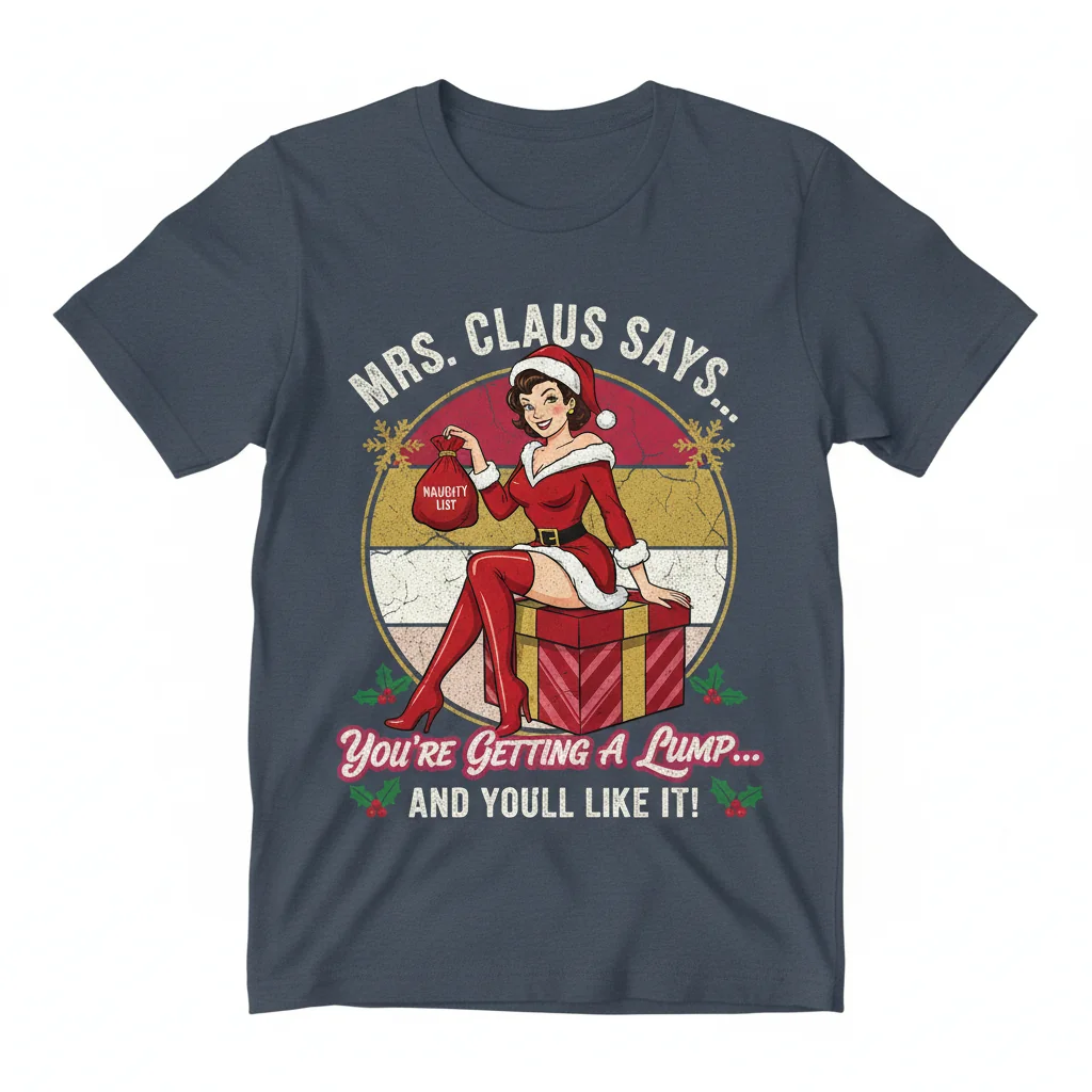 Cheeky Naughty Mrs. Claus Quote Christmas T-Shirt