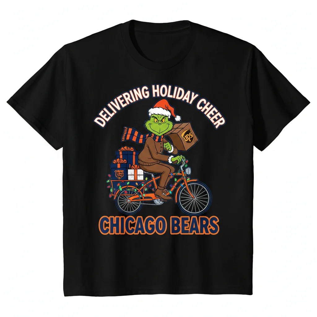 Chicago Bears Grinch Delivering UPS Holiday Cheer Christmas T-Shirt