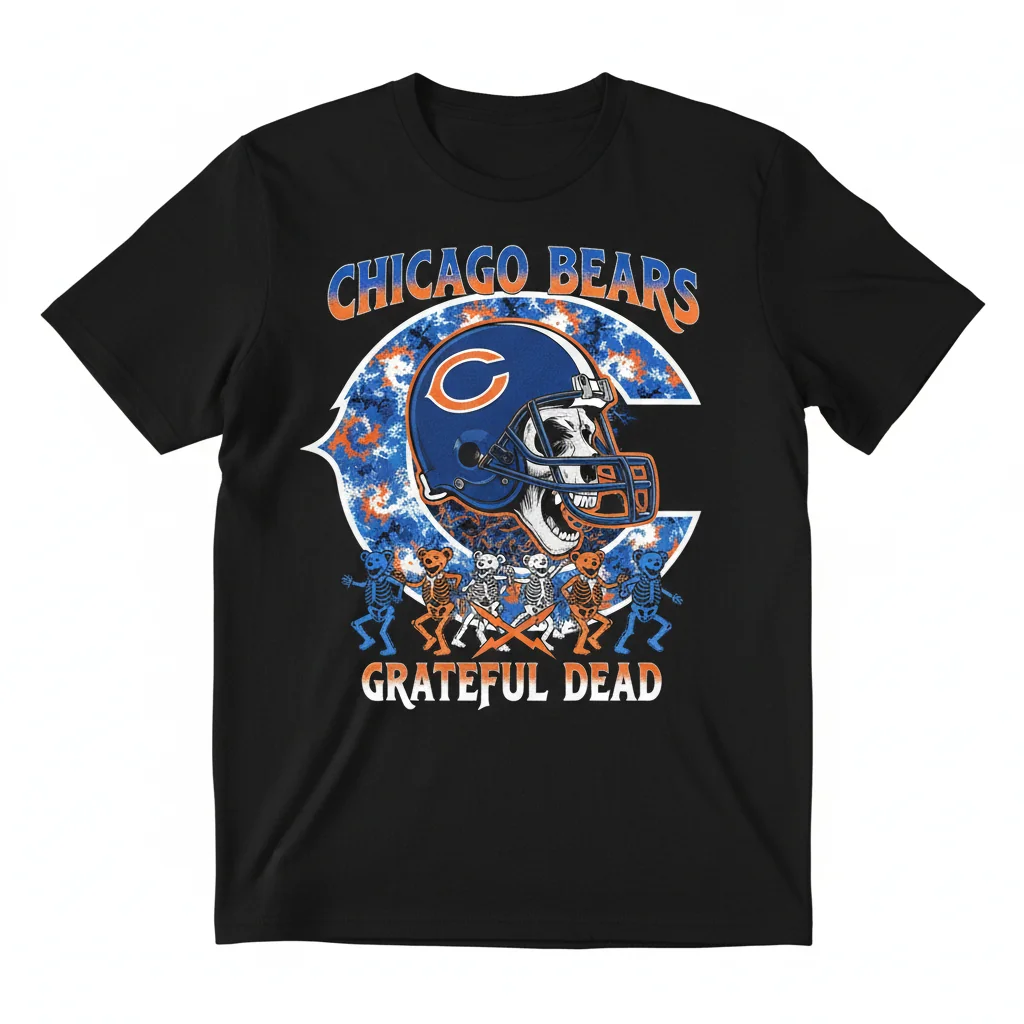 Chicago Bears x Grateful Dead Logo Parody T-Shirt - Official NFL & Band Mashup Fan Apparel