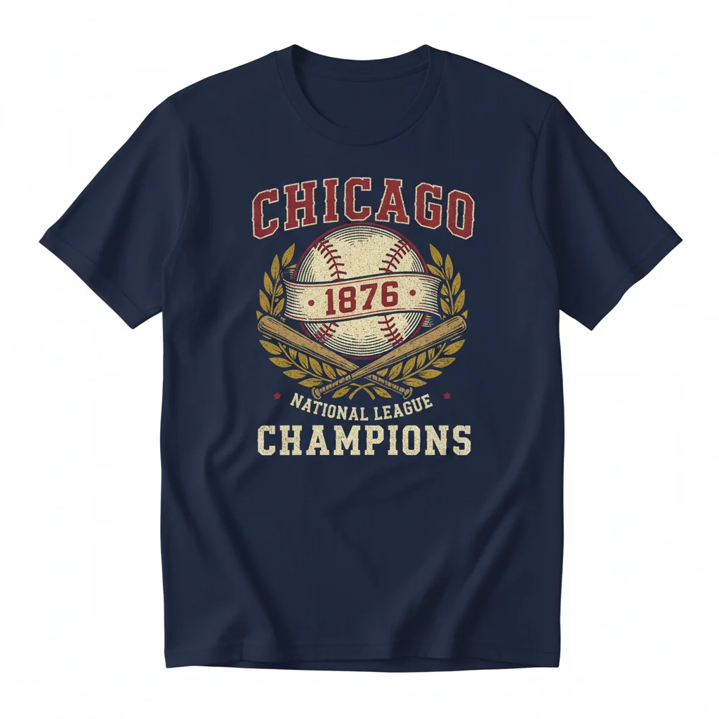 Chicago Cubs 1876 MLB National League Champions T-Shirt - Official Vintage Fan Apparel
