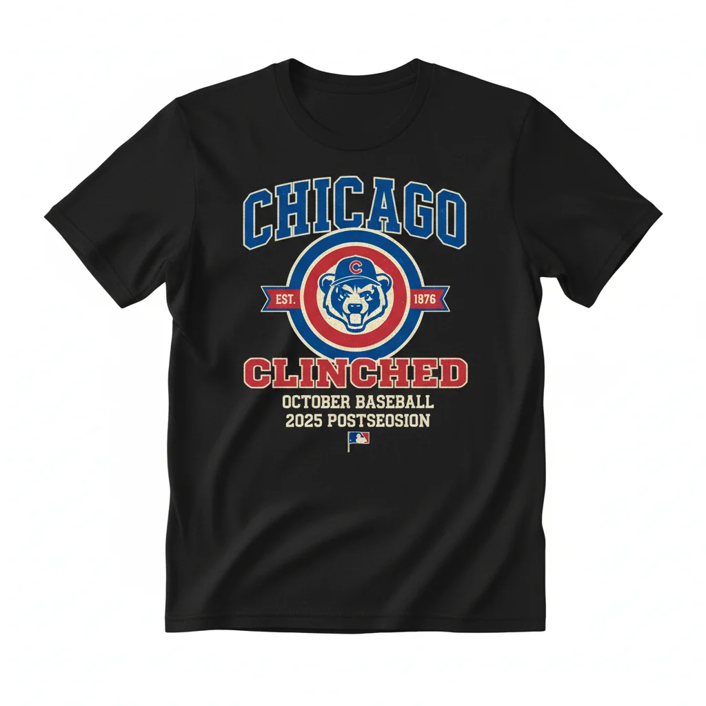Chicago Cubs 2025 MLB Postseason Clinched Logo T-Shirt - Men's & Women's Apparel